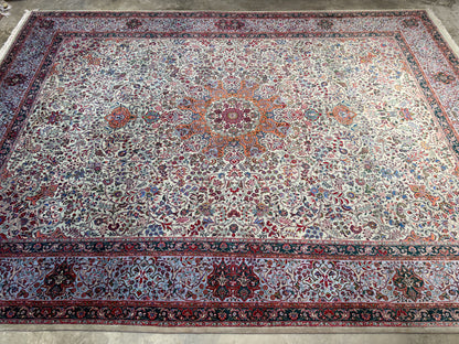 9’11”x13’5” Hand-Knotted Fine Wool Persian Kashan Area Rug