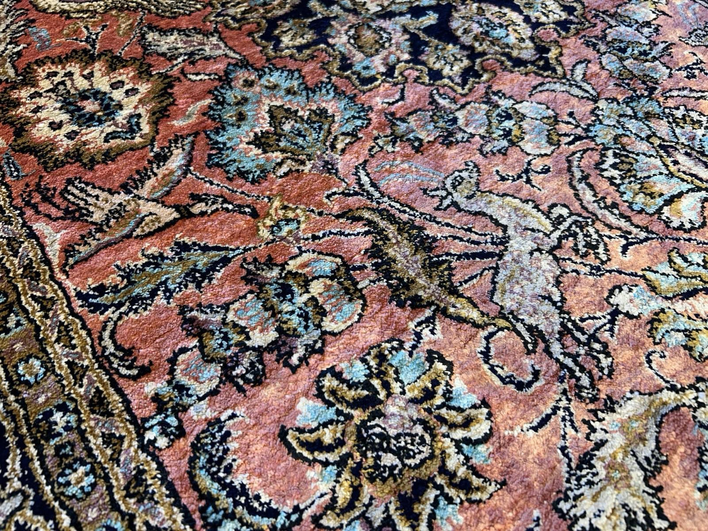 3x5 Luxurious Fine Hand-Knotted 100% Silk Pictorial Persiane Qume Rug Handmade