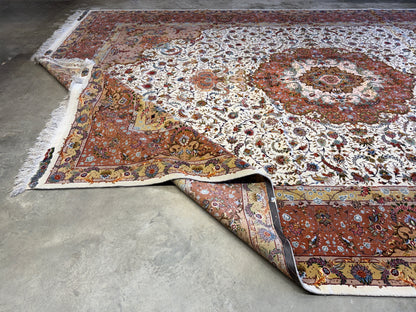 13’x19’8” Very Fine Hand-Knotted Persian Tabriz 80 Raj Signed Area Rug