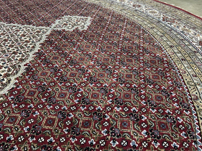 10’ Diameter Hand-knotted Wool Round Area Rug - Handmade Carpet 10x10 Burgandy