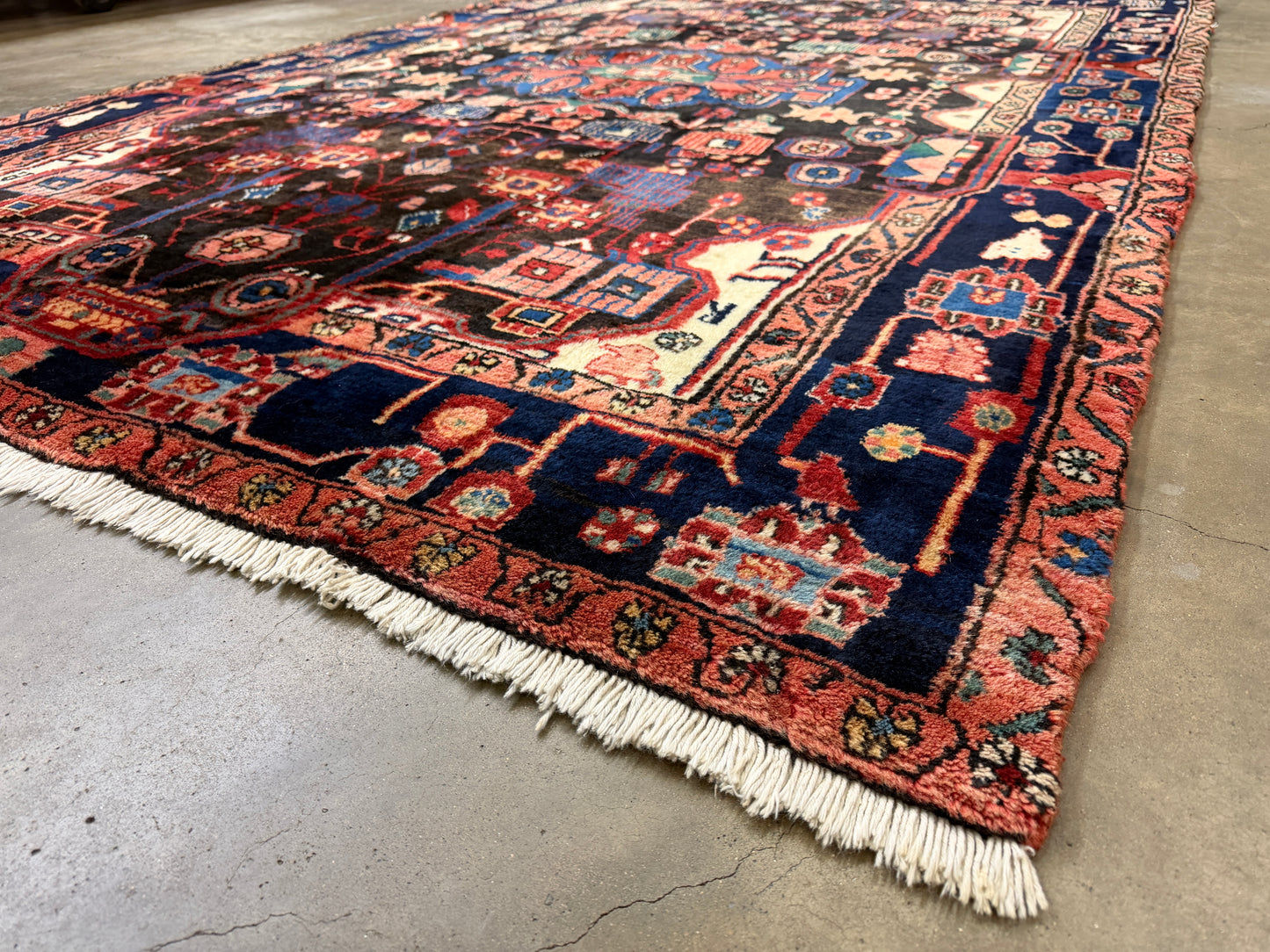 5’6”x8’6” Vintage Hand-Knotted Wool Nahavand Persian Rug 5x8 Handmade Tribal Carpet