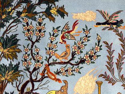 Hand-Knotted Pictorial Persian Isfahan Rug - 5’1”x7’8”