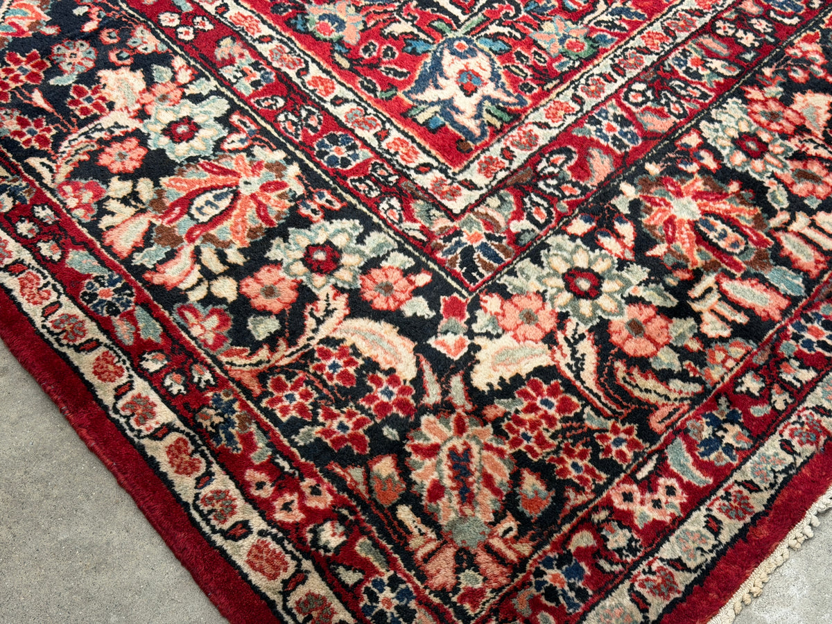 Antique Hand-knotted Persian Sarouk Rug - 8'10"x12'2"