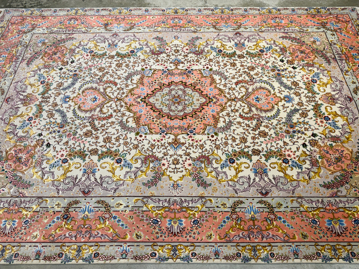Hand-Knotted 70 Raj Persian Tabriz Rug - 6'8"x10'3"
