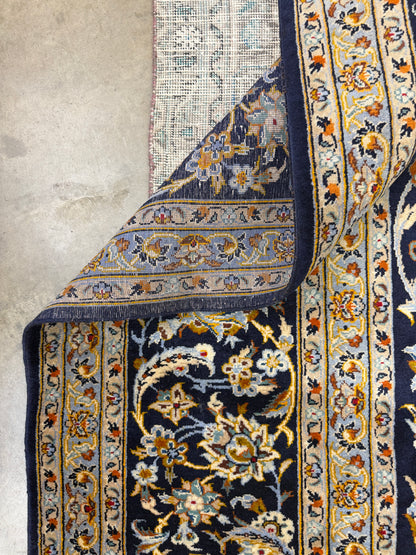 9’8”x12’5” Hand-Knotted Fine Wool Persian Kashan Signed Area Rug