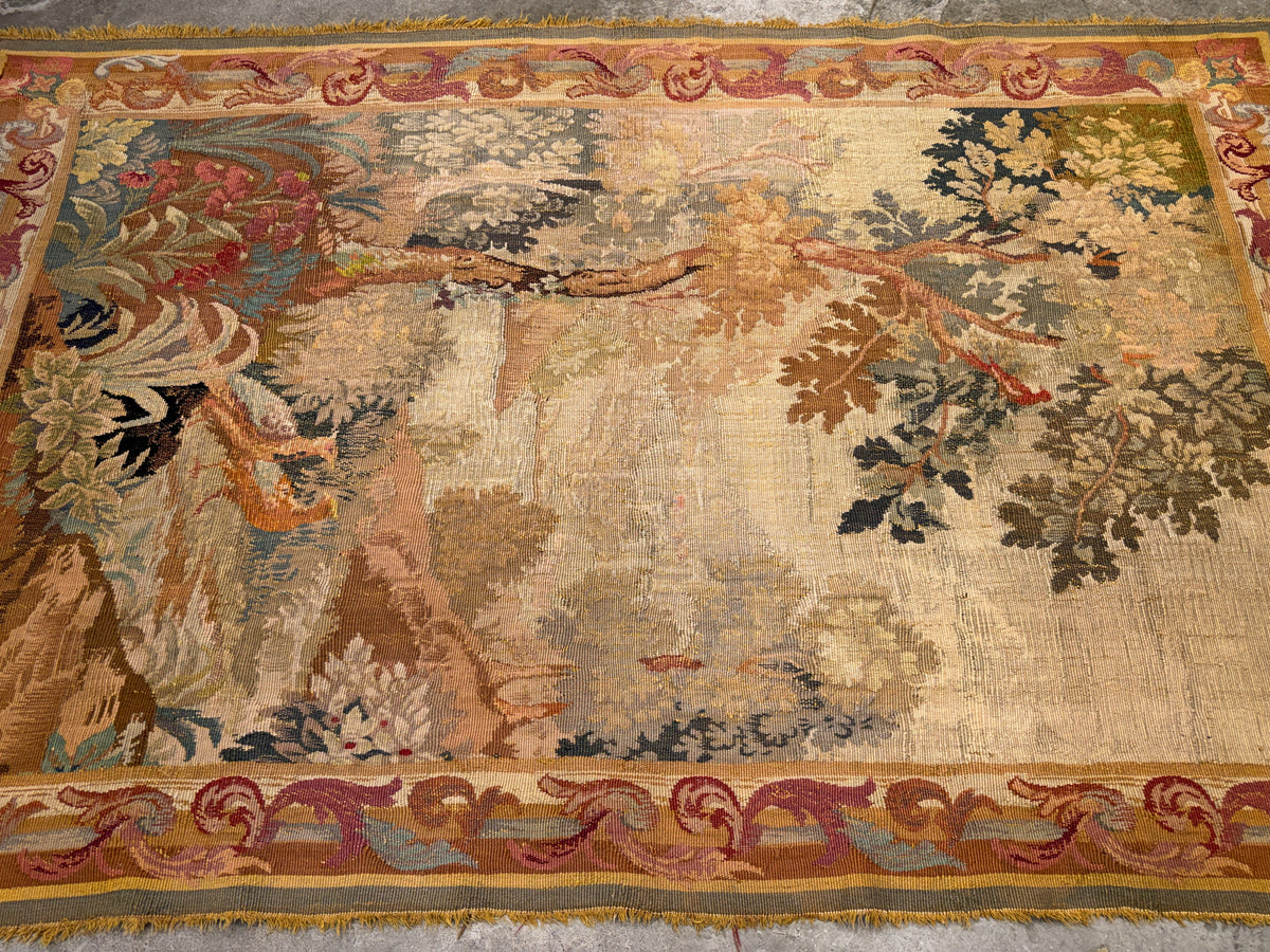 Antique Handmade French Tapestry - 4'4”x6'11”