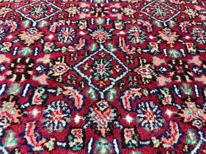 6’x9’ Fine Hand-Knotted Wool IndoBidjar Persian Rug 6x9 Burgundy All-Over Handmade Carpet