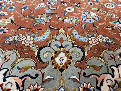 Hand-Knotted 60 Raj Persian Tabriz Rug - 9’9”x13’