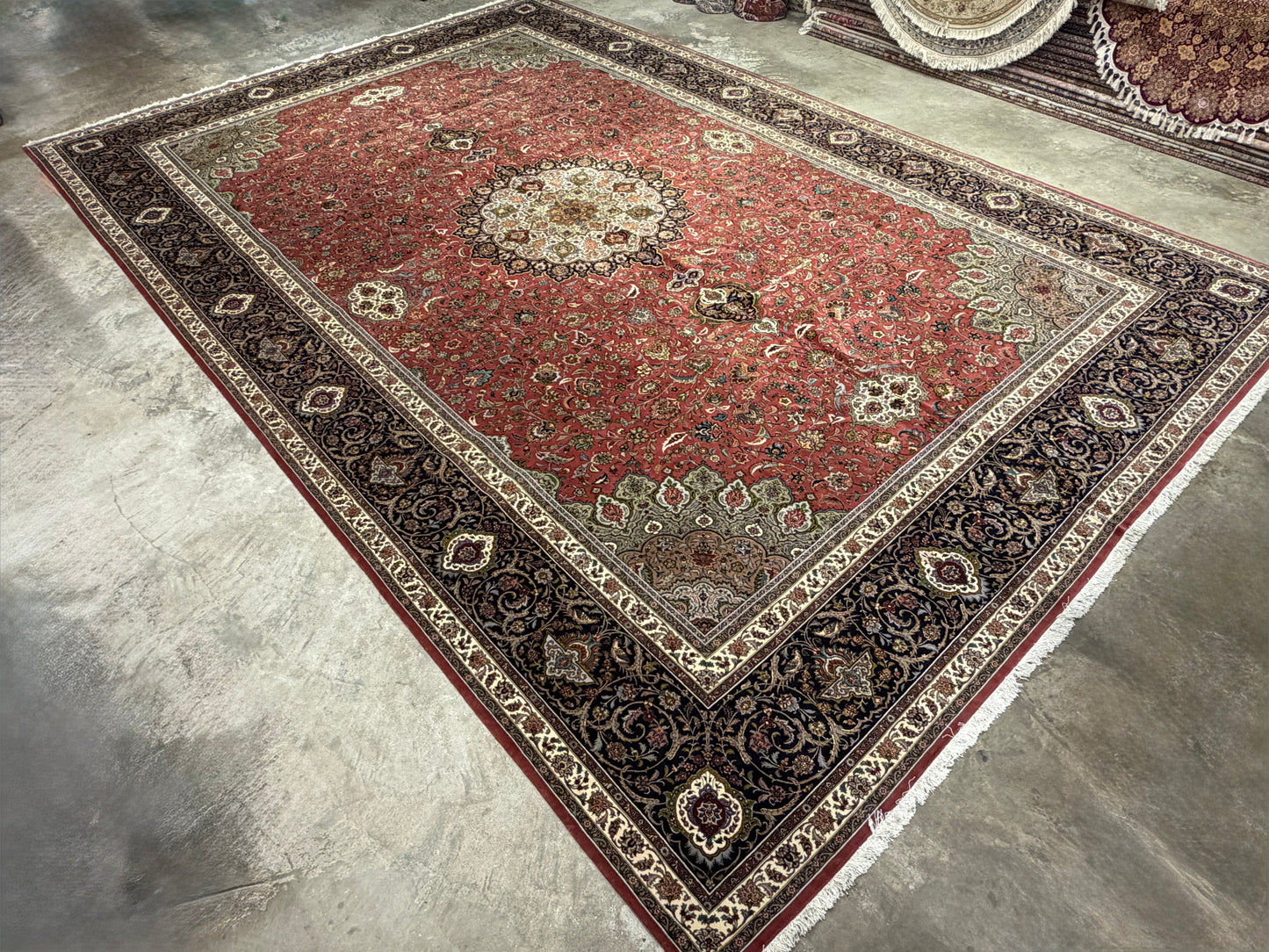 13’3”x20’2” Hand-Knotted 55 Raj Persian Tabriz Rug