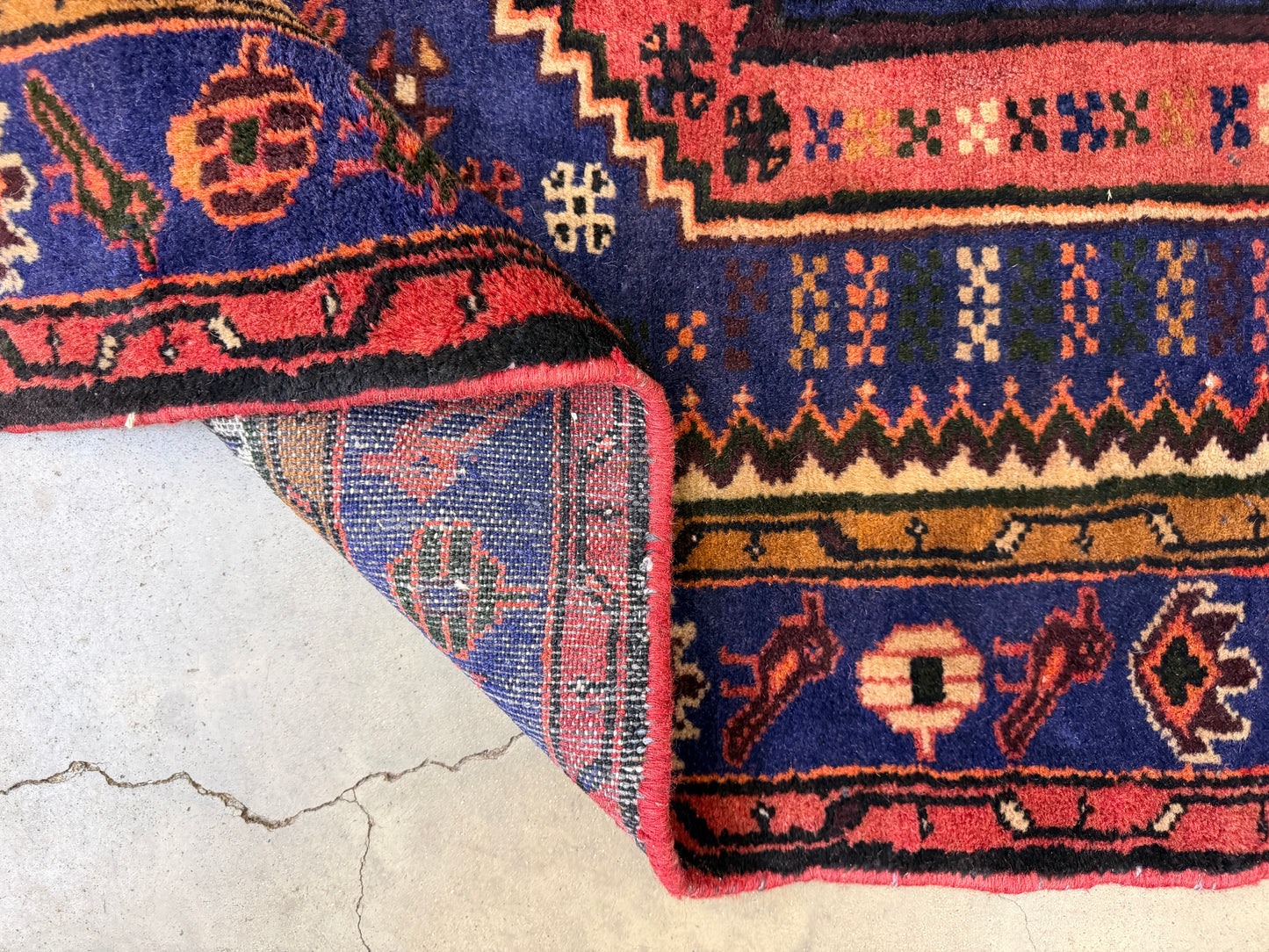 3’4”x5’ Hand-Knotted Wool Hamadan Persian Rug 3x5 Blue Handmade Carpet