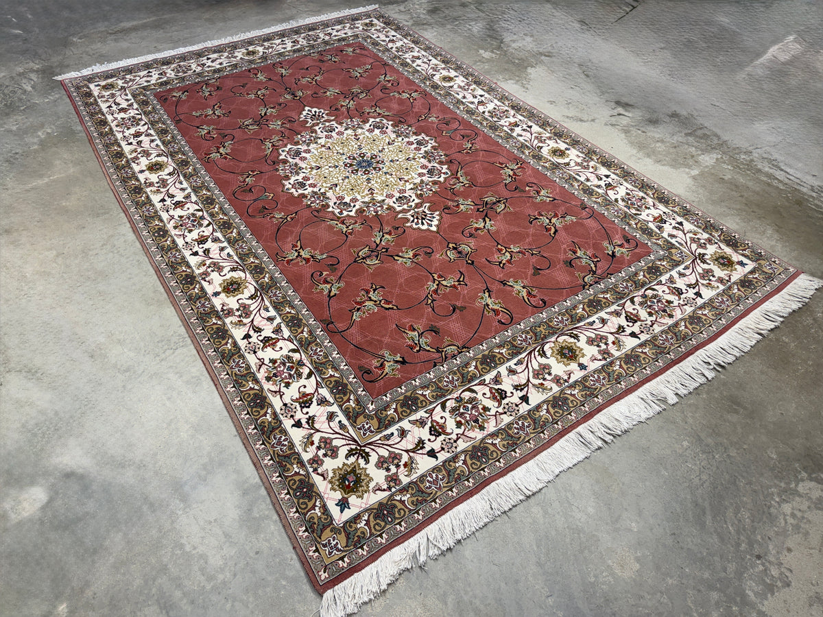 Hand-Knotted 60 Raj Persian Tabriz Rug - 6'8"x10'4"