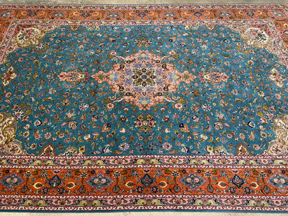 Hand-Knotted 80 Raj Persian Tabriz Rug - Signed Aghazadeh - 5'9"x9'5"