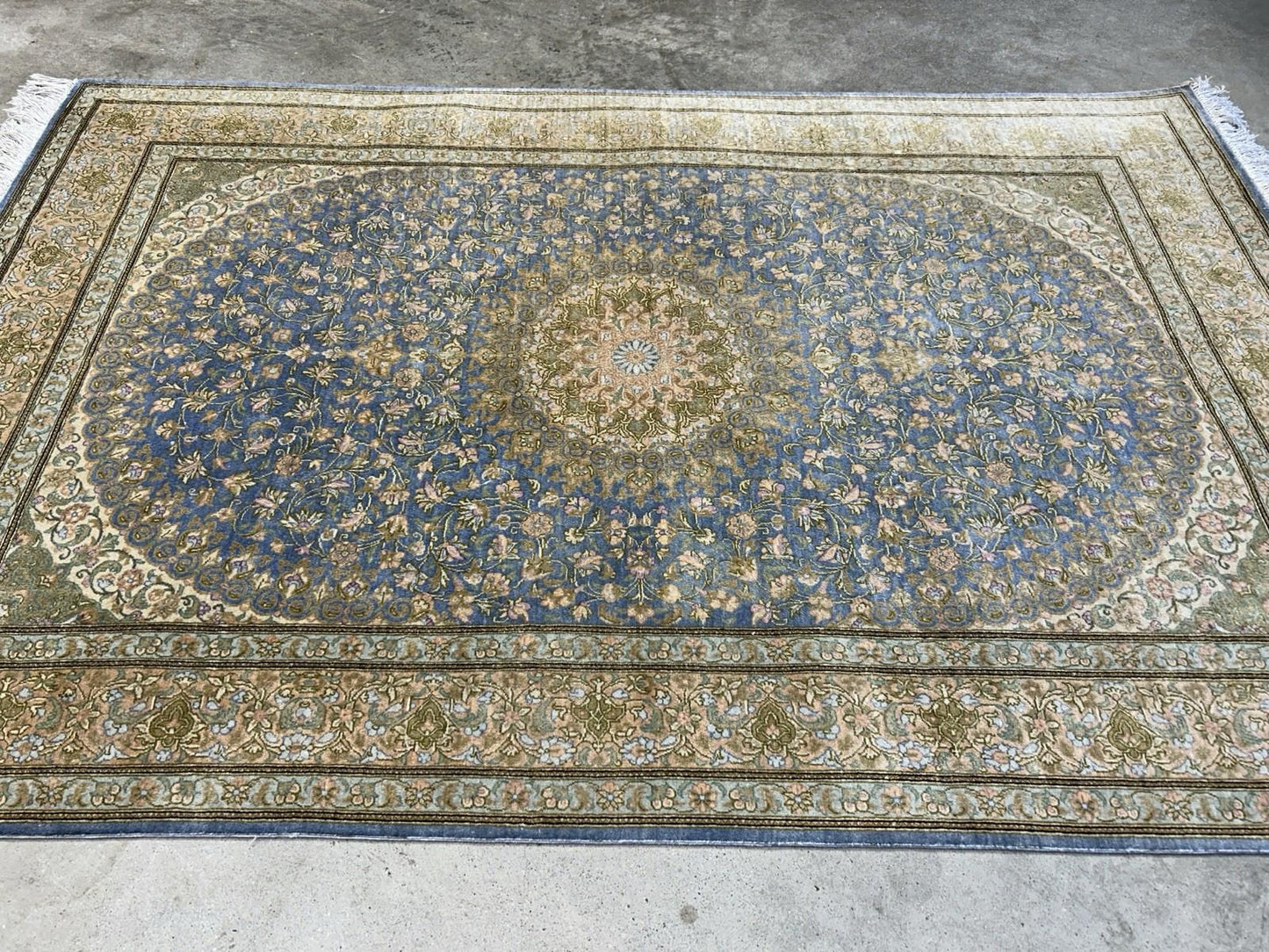 3x5 Luxurious Fine Hand-Knotted 100% Silk Persiane Qume Rug Handmade Green