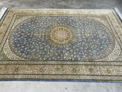 3x5 Luxurious Fine Hand-Knotted 100% Silk Persiane Qume Rug Handmade Green