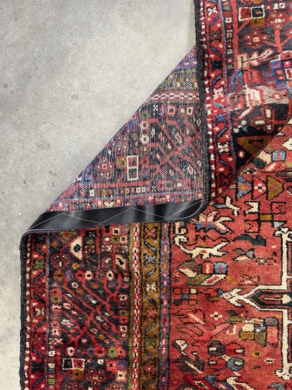 5’x12’10” Antique Hand-knotted Wool Herize Runner Rug - Handmade Red 5x13