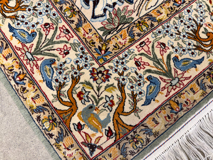 Hand-Knotted Pictorial Persian Isfahan Rug - 3’5”x5’3”