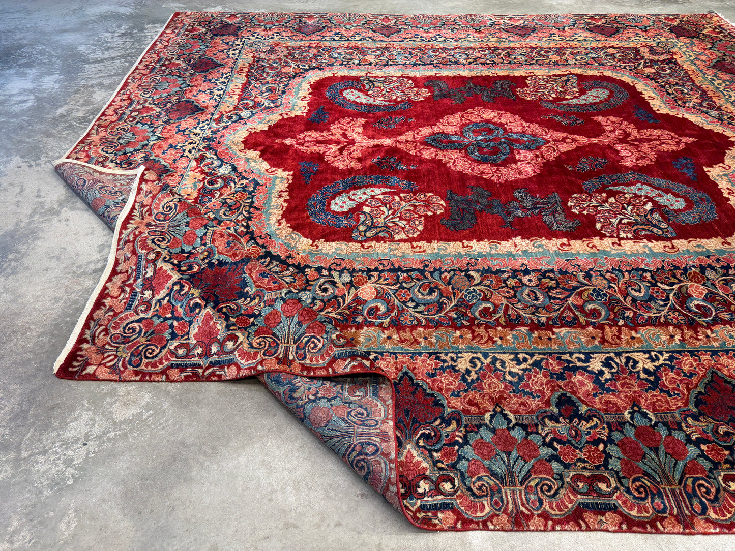 11’7”x12’10” Hand-Knotted Persian Sarouk Area Rug
