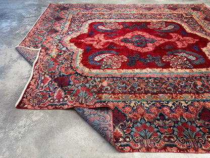 11’7”x12’10” Hand-Knotted Persian Sarouk Area Rug