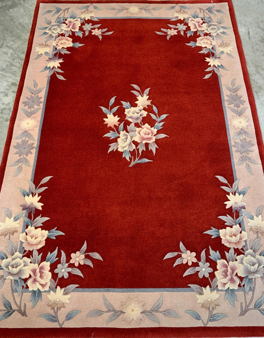 4'x6'2" Hand-Knotted Wool Art-Deco Area Rug - Handmade Carpet 4x6
