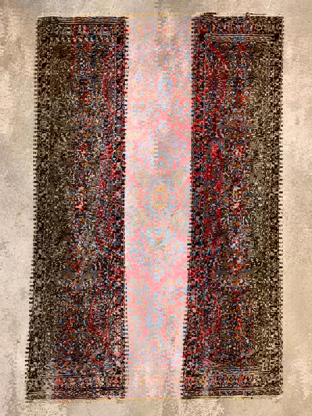 2'1"x4' Antique Handmade 100% Wool Persian Sarouk Rug