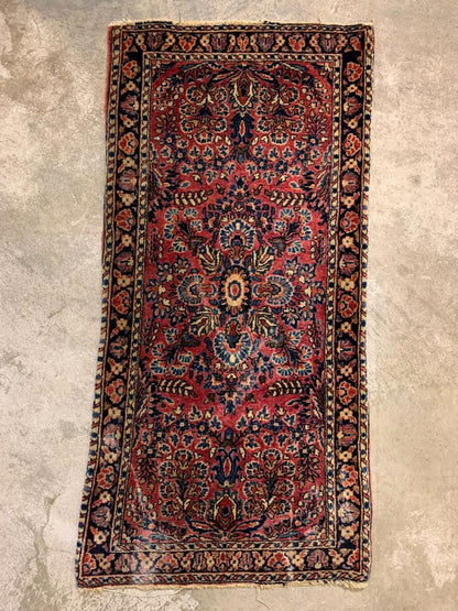 2'1"x4' Antique Handmade 100% Wool Persian Sarouk Rug
