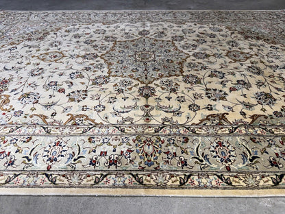 3x5 Luxurious Fine Hand-Knotted 100% Silk Persiane Qume Rug Handmade Beige