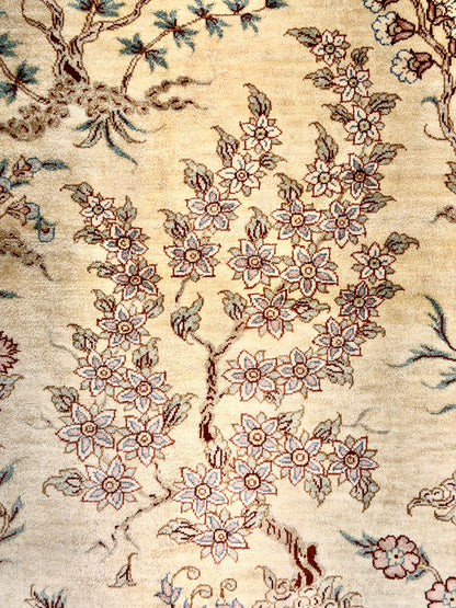 Hand-Knotted Silk Persian Qum Rug - Signed Rezaei - 3’4”x4’10”
