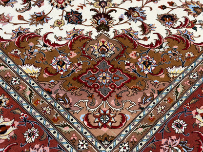 Hand-Knotted 60 Raj Persian Tabriz Rug - 6'7"x10'1"