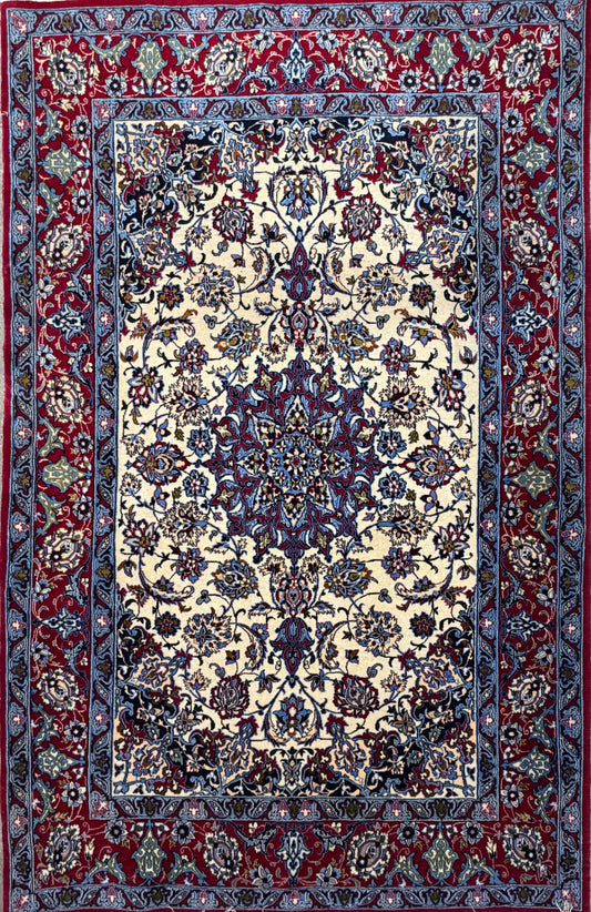 Hand-Knotted Persian Isfahan Rug - 3’6”x5’6”