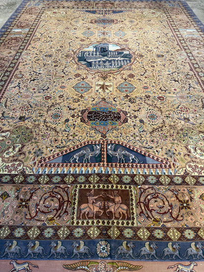 11’3”x16’3” Hand-Knotted 70 Raj Signed Persian Tabriz Rug