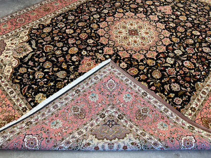 Hand-Knotted 50 Raj Persian Tabriz Rug - 9’11”x12’11”