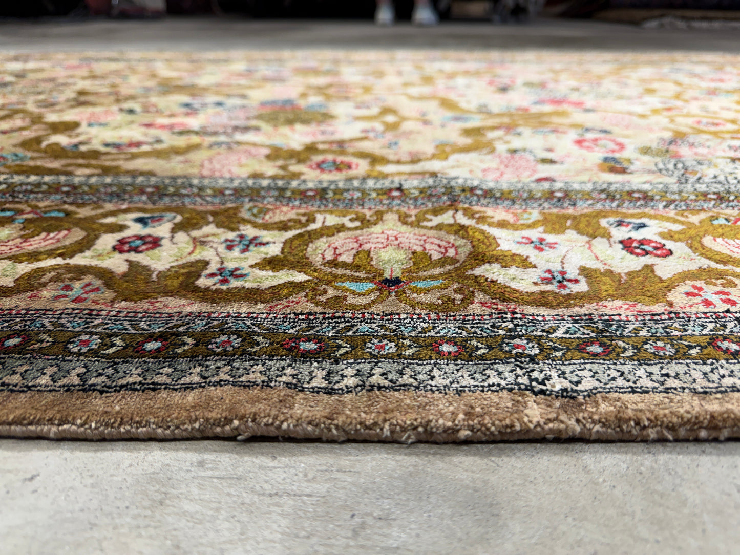 Hand-Knotted Silk Persian Qum Rug - 4’6”x7’2”