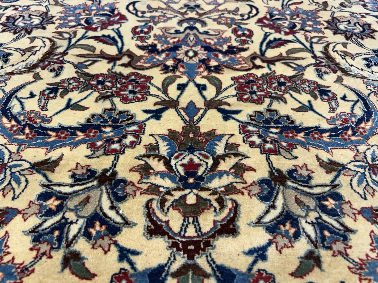 4’11”x7’6” Hand-Knotted Fine Antique Wool Nain Area Rug - All-over Carpet