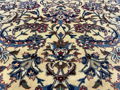 4’11”x7’6” Hand-Knotted Fine Antique Wool Nain Area Rug - All-over Carpet