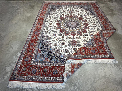 10’2”x14’2” Very Fine Hand-Knotted Wool & Silk Isfahane Area Rug 10x14