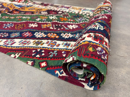 2’9”x14’10” Antique Hand-Woven Wool Flatweave Kilim Runner 2x14 Handmade Tribal Rug