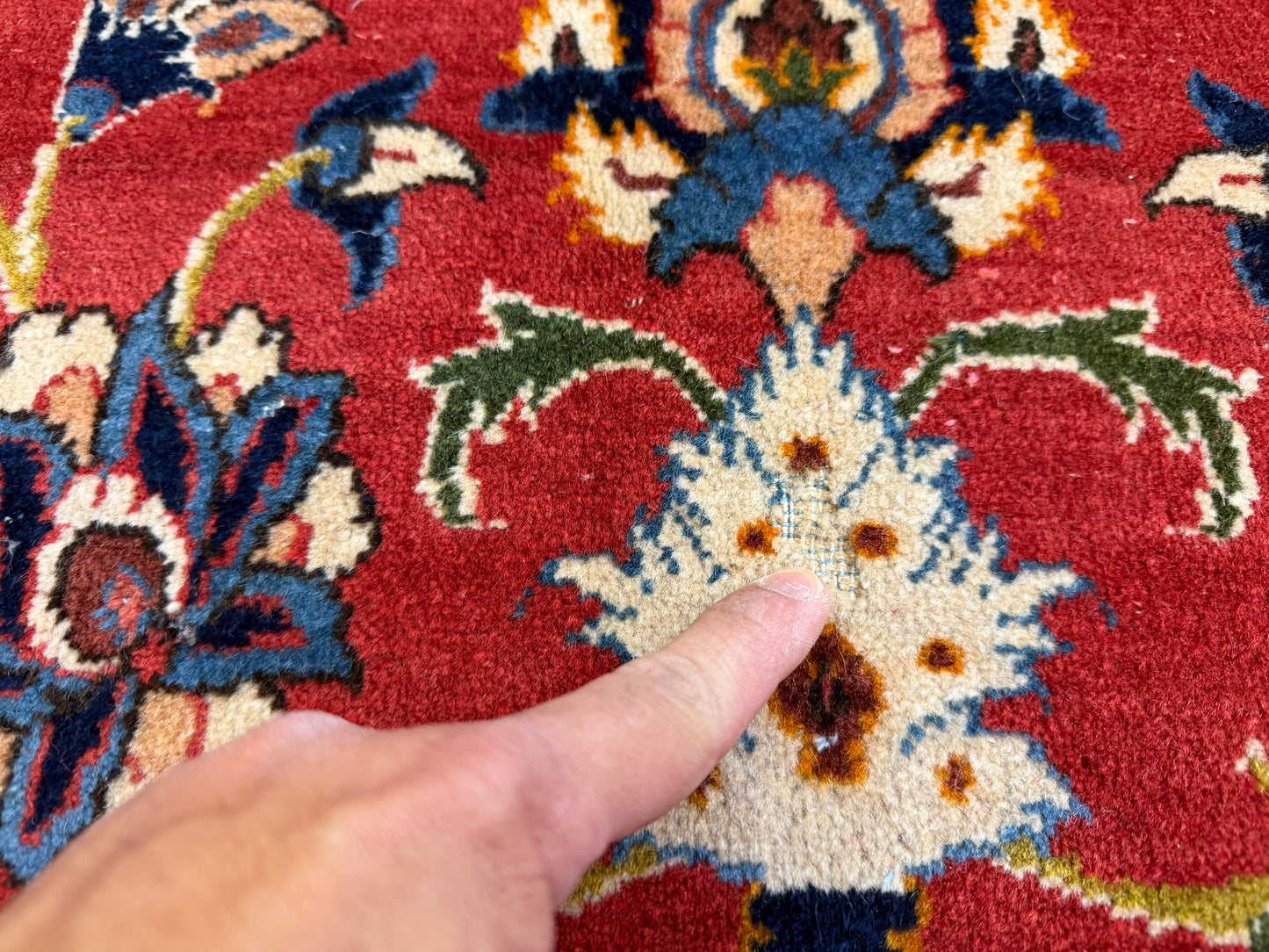 10’2”x14’2” Very Fine Vintage Hand-Knotted Wool Isfahan Persian Rug 10x14 Red All-Over Handmade Carpet