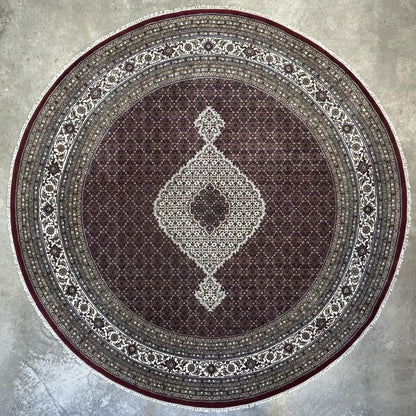 10’ Diameter Hand-knotted Wool Round Area Rug - Handmade Carpet 10x10 Burgandy