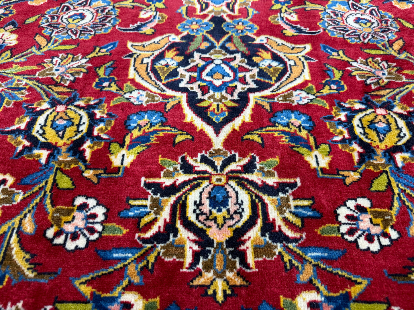 11’4”x16’2” Hand-Knotted Very Fine Kork Wool Persian Kashan Signed Area Rug Handmade