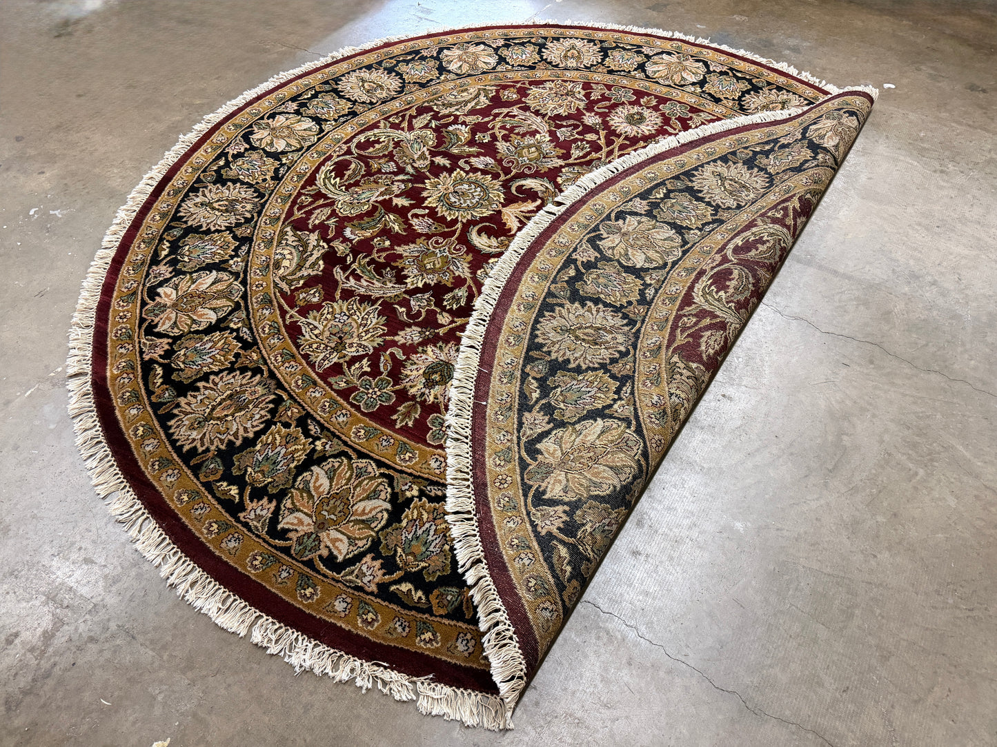 8’ Diameter Hand-Knotted Wool Indian Round Oriental Rug - 8x8 Handmade Carpet