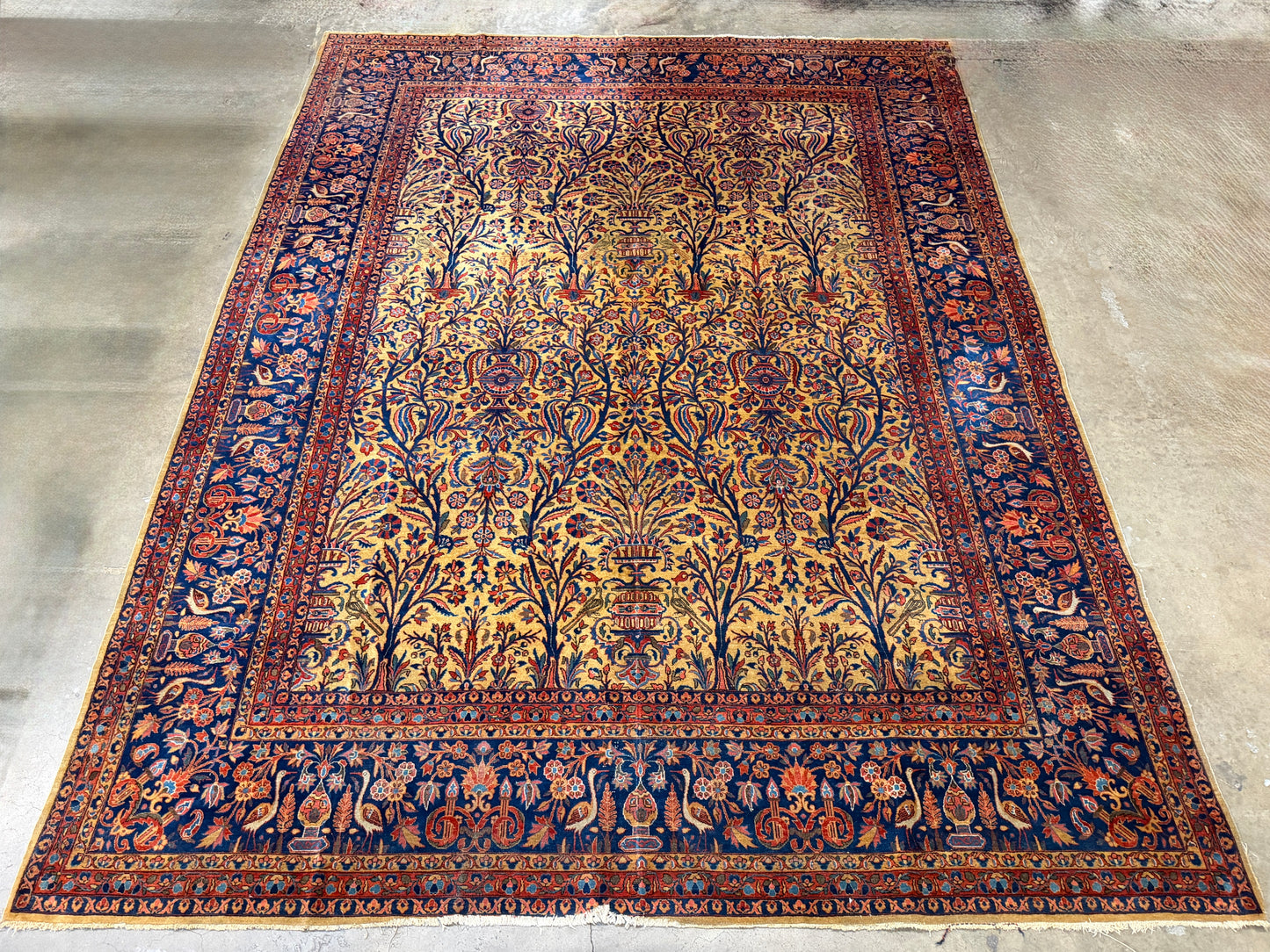 Antique Hand-Knotted Persian Kashan Rug - 8'8"x11'9"