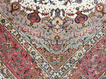 9’11”x13’6” Hand-Knotted 70 Raj Persian Tabriz Rug - Signed Aghajani
