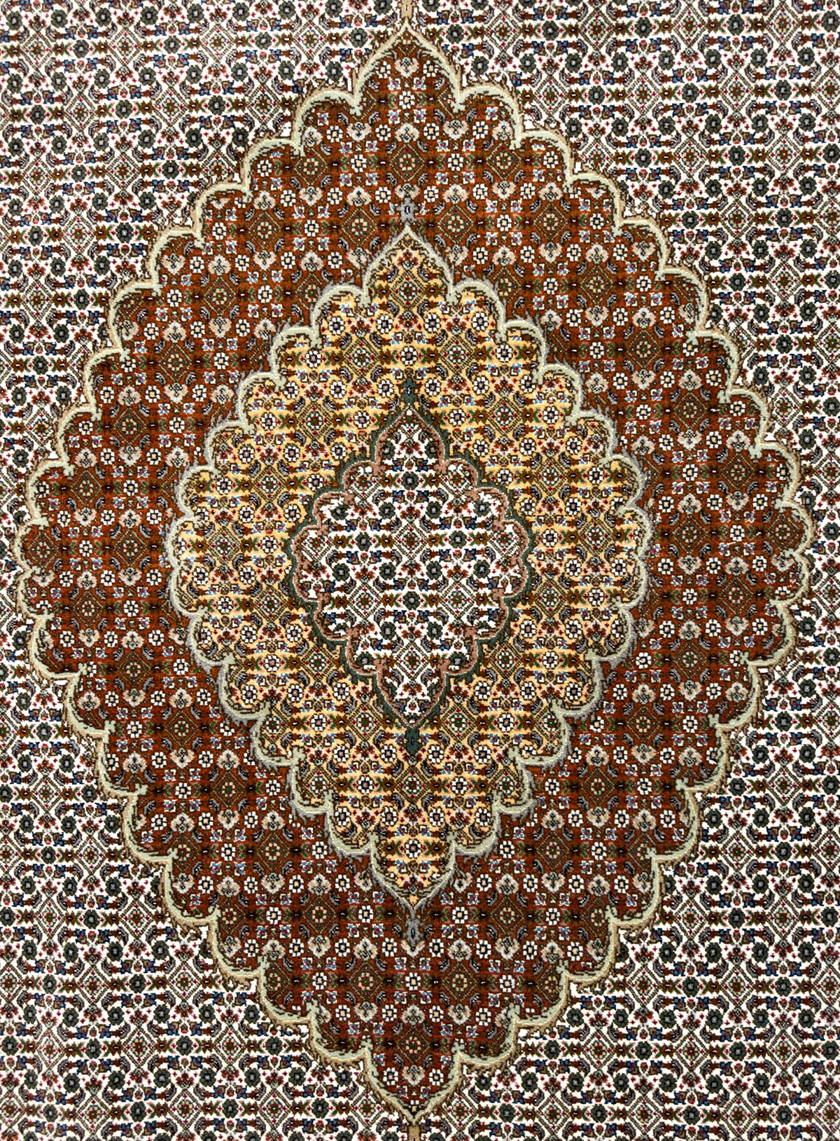 Hand-Knotted Persian Tabriz Mahi Rug - 6'8"x10'
