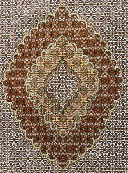 Hand-Knotted Persian Tabriz Mahi Rug - 6'8"x10'