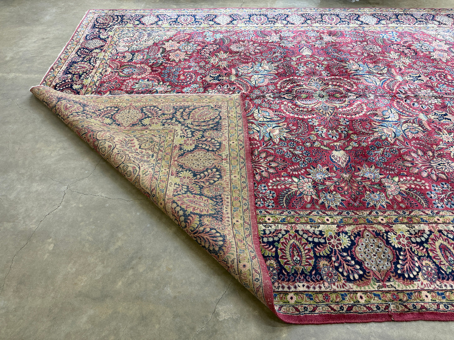 9’11”x13’6” Antique Hand-Knotted Fine Kork Wool Persian Sarouk Area Rug Handmade