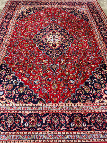 9’6”x12’6” Hand-Knotted Persian Kashan Area Rug