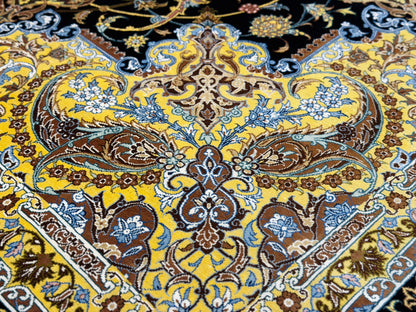 Luxurious Hand-Knotted 100% Silk Persian Qum Rug - Signed Ahmadi - 6'6"x10'