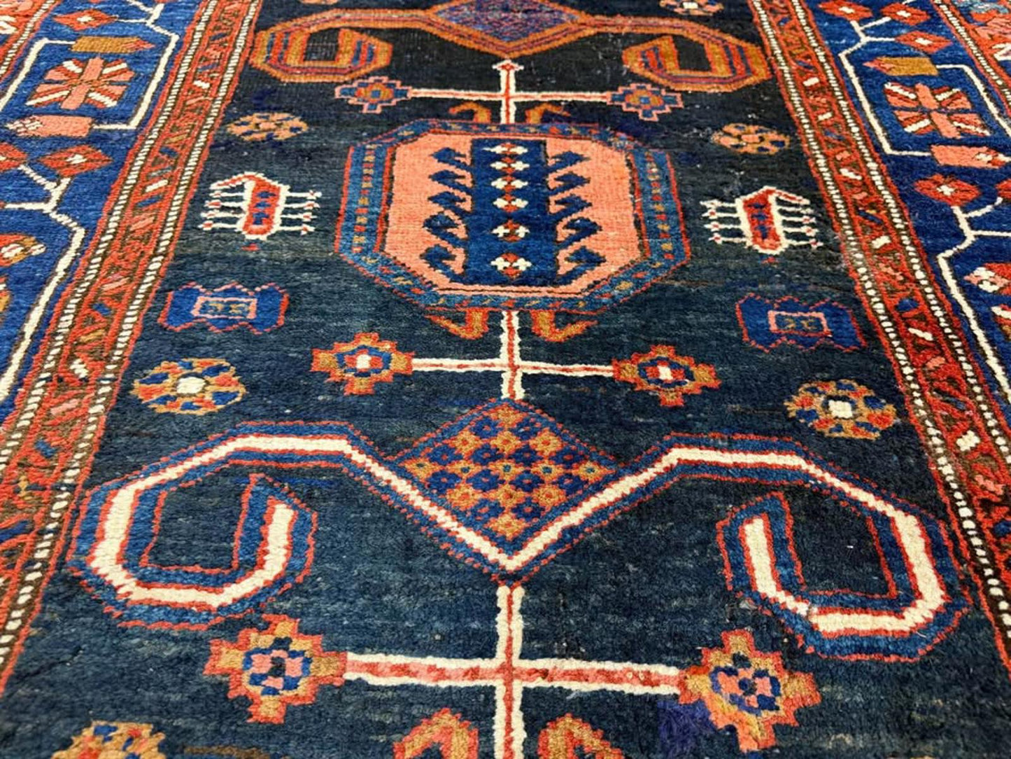 3’5”x10’3” Very Old Antique Heriz Bakhshayesh Runner