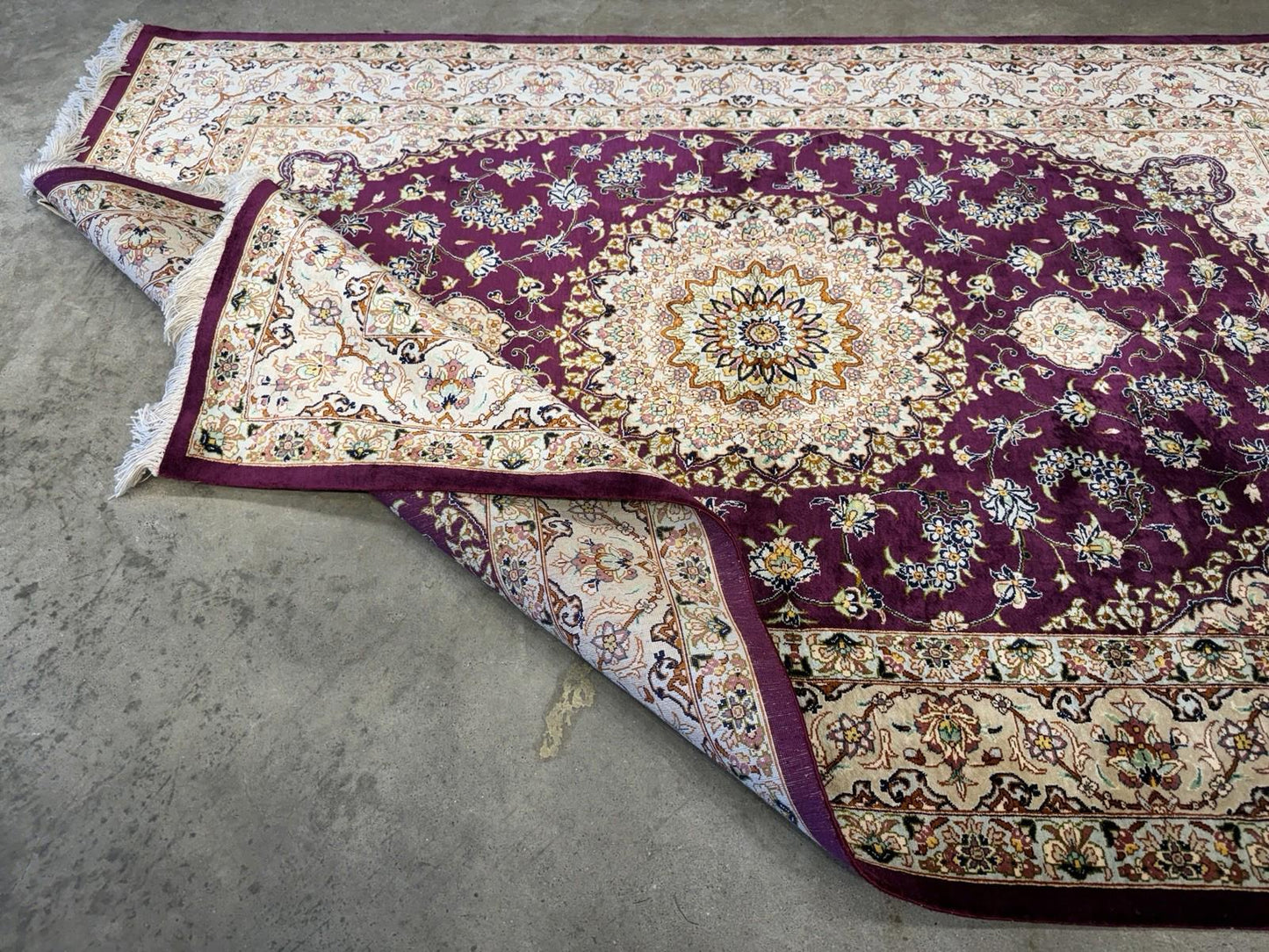 3x5 Luxurious Fine Hand-Knotted 100% Silk Signed Persiane Qume Rug Handmade