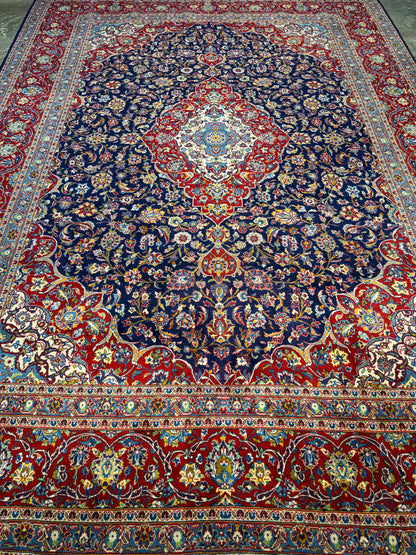 Hand-Knotted Persian Kashan Rug - 9’7”x13’3”